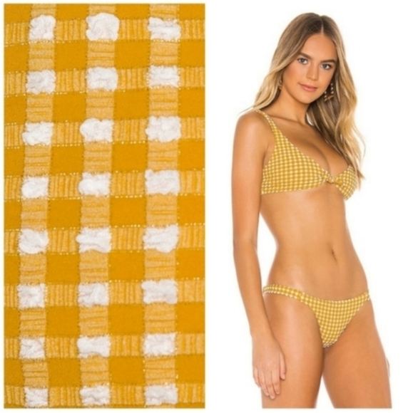 Vitamin A Lou Top Carmen Bottom Check Bikini Set Yellow - Picture 5 of 13